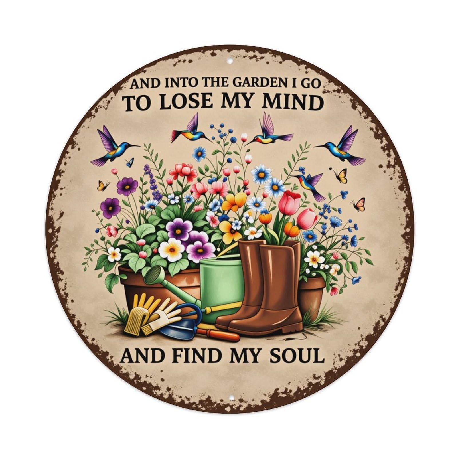 Garden Flowers Boots Birds Tools Metal Tin Sign Vintage Garden Bedroom Cafe Bar Man Cave Home Wall Decor Metal Poster 8x8 inches