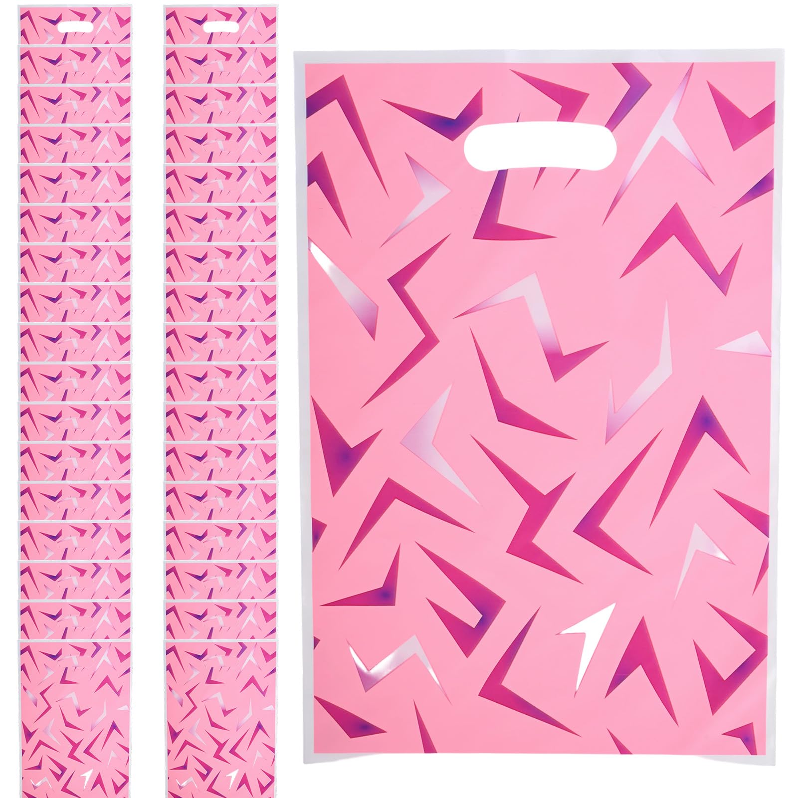 30 Pcs Pink Demon Party Bags, Pink Gift Bags for Kpop Party, Gift Bag with Handles for Birthday Party, Halloween