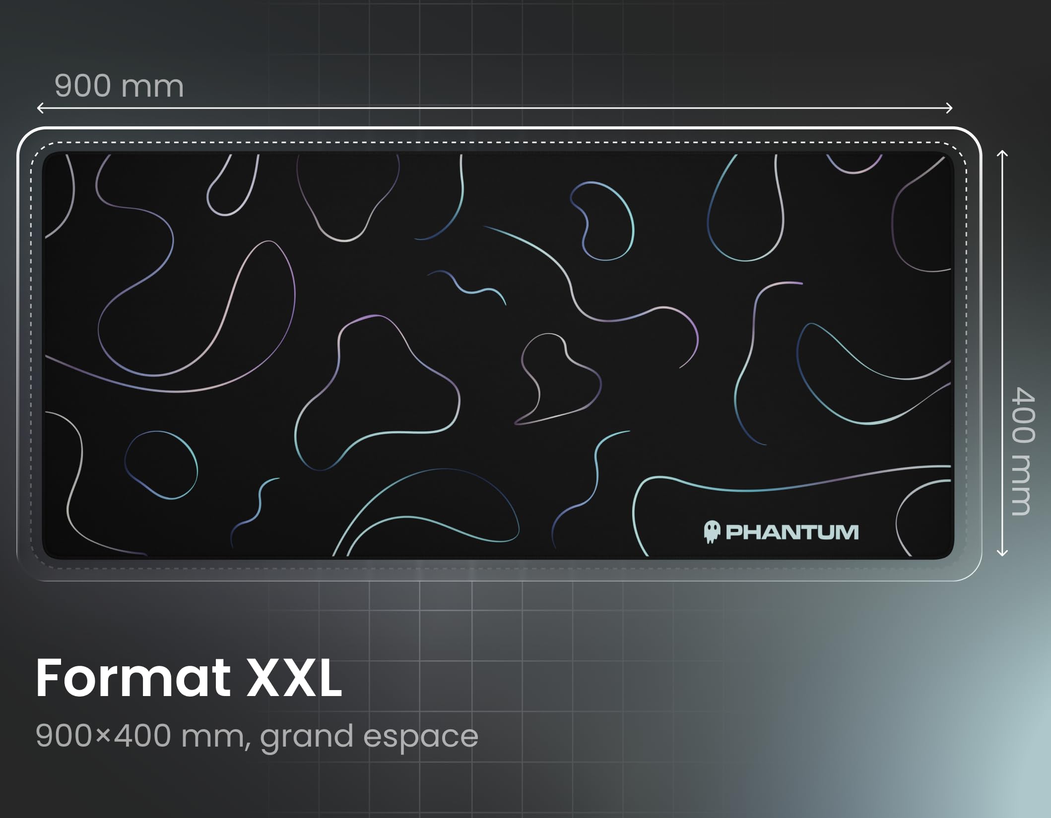 Phantum Nebula - Tapis de Souris Gaming XXL 900x400 mm - Surface en Microfibre Hydrophobe Haute Performance - Base Caoutchouc Antidérapante - Soft Speed & Contrôle Précis (Dark)