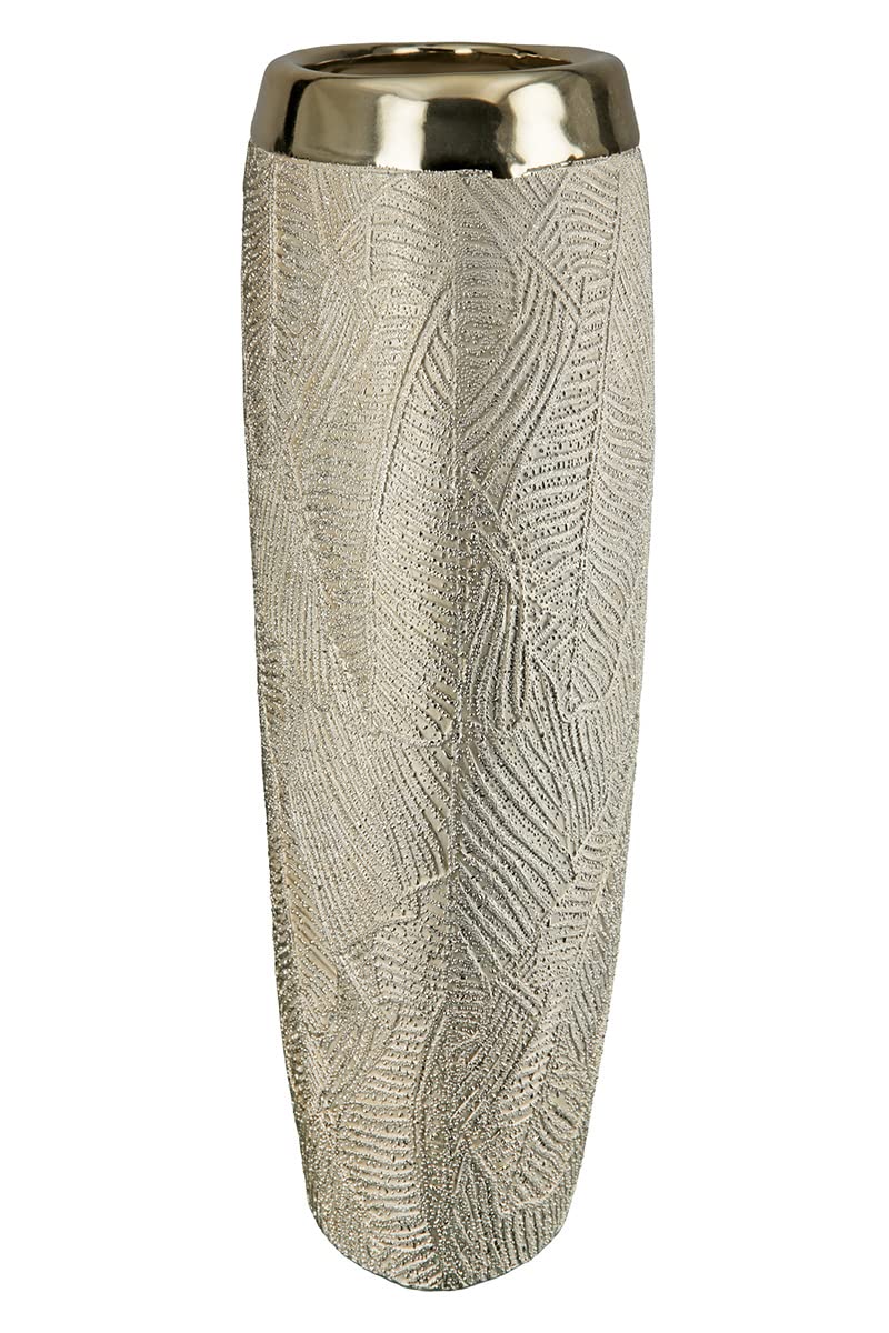 GILDE Keramik breite Vase Cascade Dekorative Vasen, Mehrfarbig, Einzigartig, Höhe 34 cm