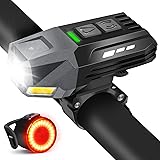 Bike Light Set, Rechargeable Bicycle Lights for Night Riding Front and Rear, Powerful Waterproof Bike Headlight, Easy to Install for Men Women Kids Road Mountain Cycling