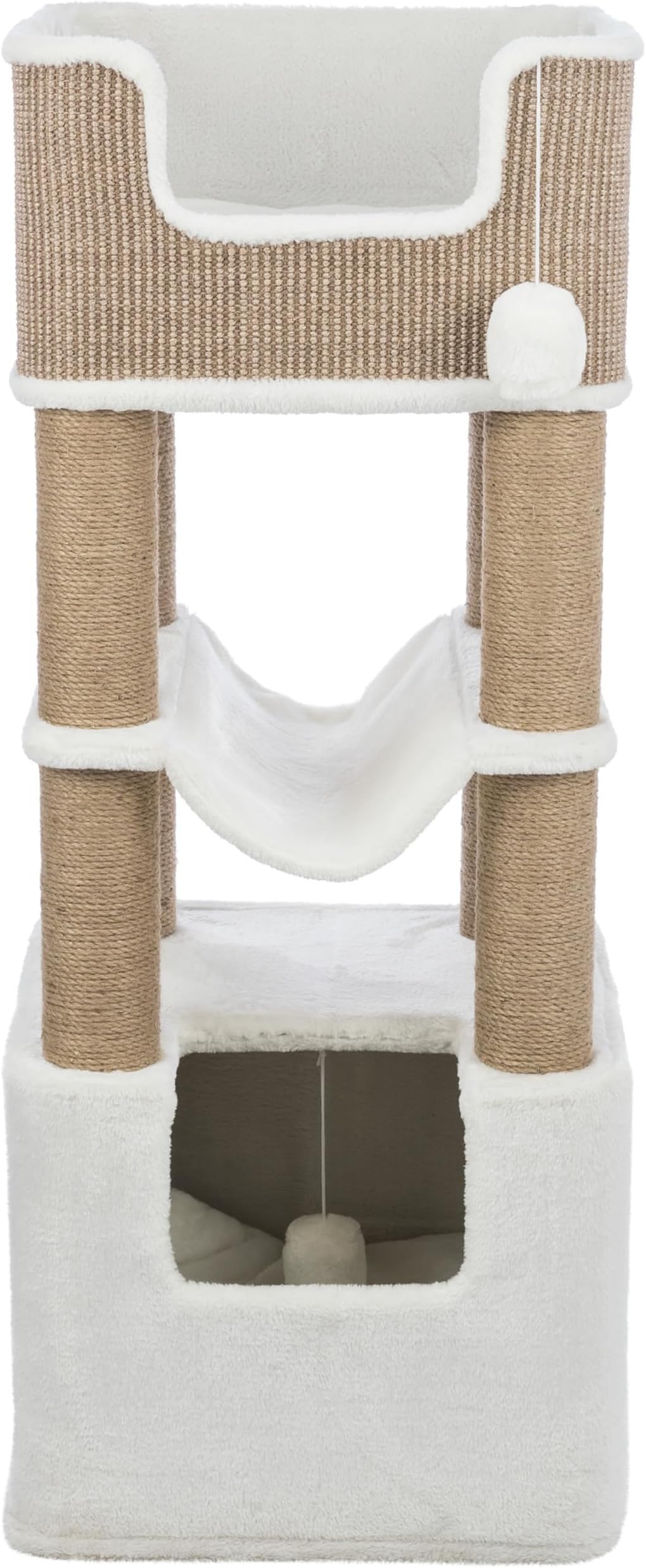 Lucano Cat Tower with Scratching Posts, Condo, Hammock, Platform, Removable Cushions, Dangling Cat Toys (44669), Taupe, 40.57 lb.