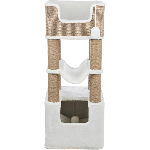 Trixie Lucano 43.3-in XXL Cat Tree, Indoor Cat Furniture with Jute Scratching Posts, Sisal and Plush Covered Condo, Dangling Interactive Toys, Brown