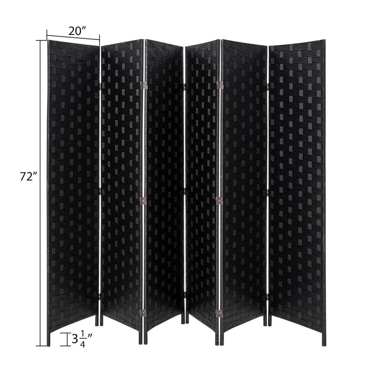 Esright 6 Panels Room Divider, 6 FT Tall Weave Fiber Room Divider
