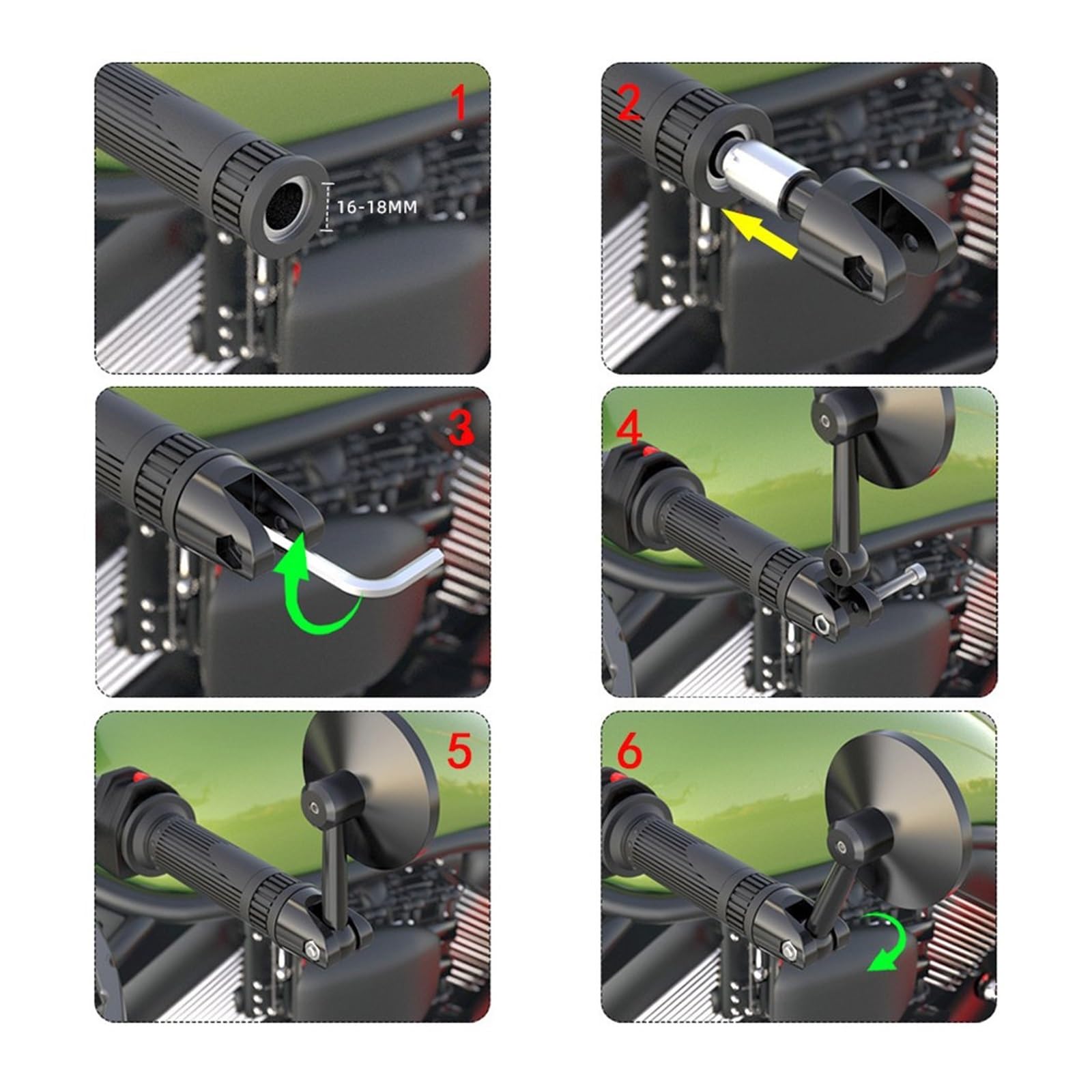 Specchietto retrovisore per Moto, 2 Pezzi/Coppia, Rotondi, da 7/8" per Manubrio, Pieghevoli, Laterali, per Moto, per Bar, per retrovisore Bici.