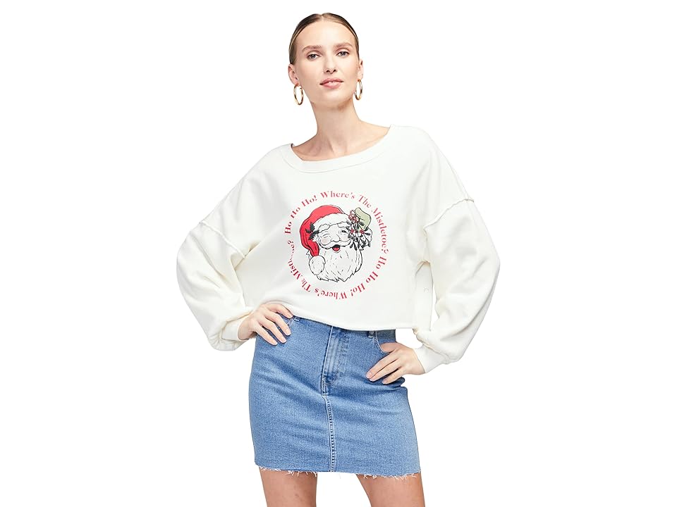 Wildfox Ho Ho Ho Mistletoe Sweater (Vanilla) Women's Clothing INTERNATIONAL SHIPPING