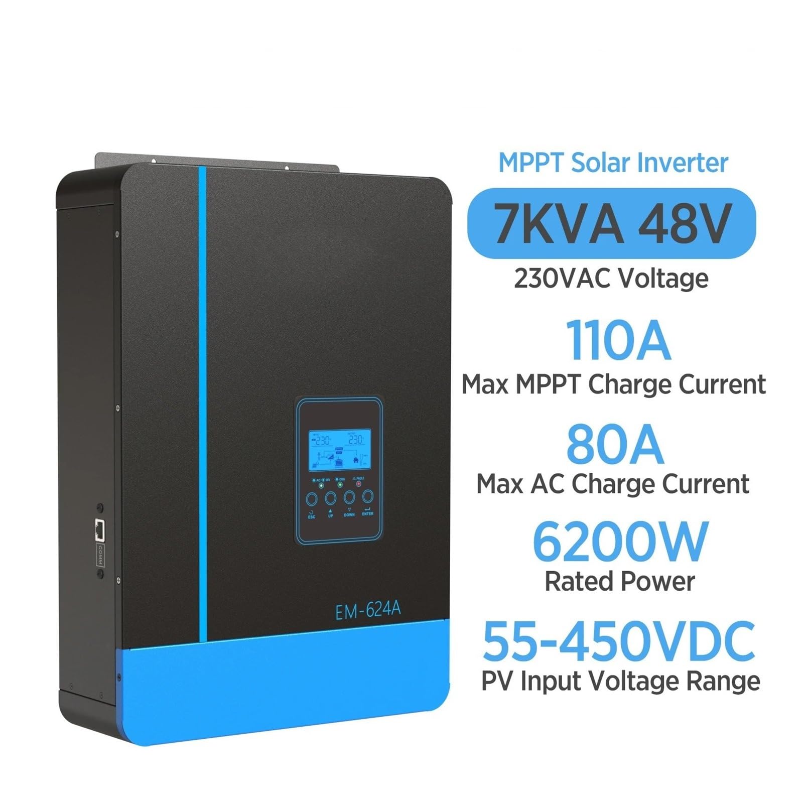 Power Inverter Inversor Corriente Inversor Solar Híbrido De 62 KW con Controlador De Carga Solar MPPT De 110 A 48 V 220 V 230 V 7 KVA para Uso Fuera De La Red.(with WiFi)