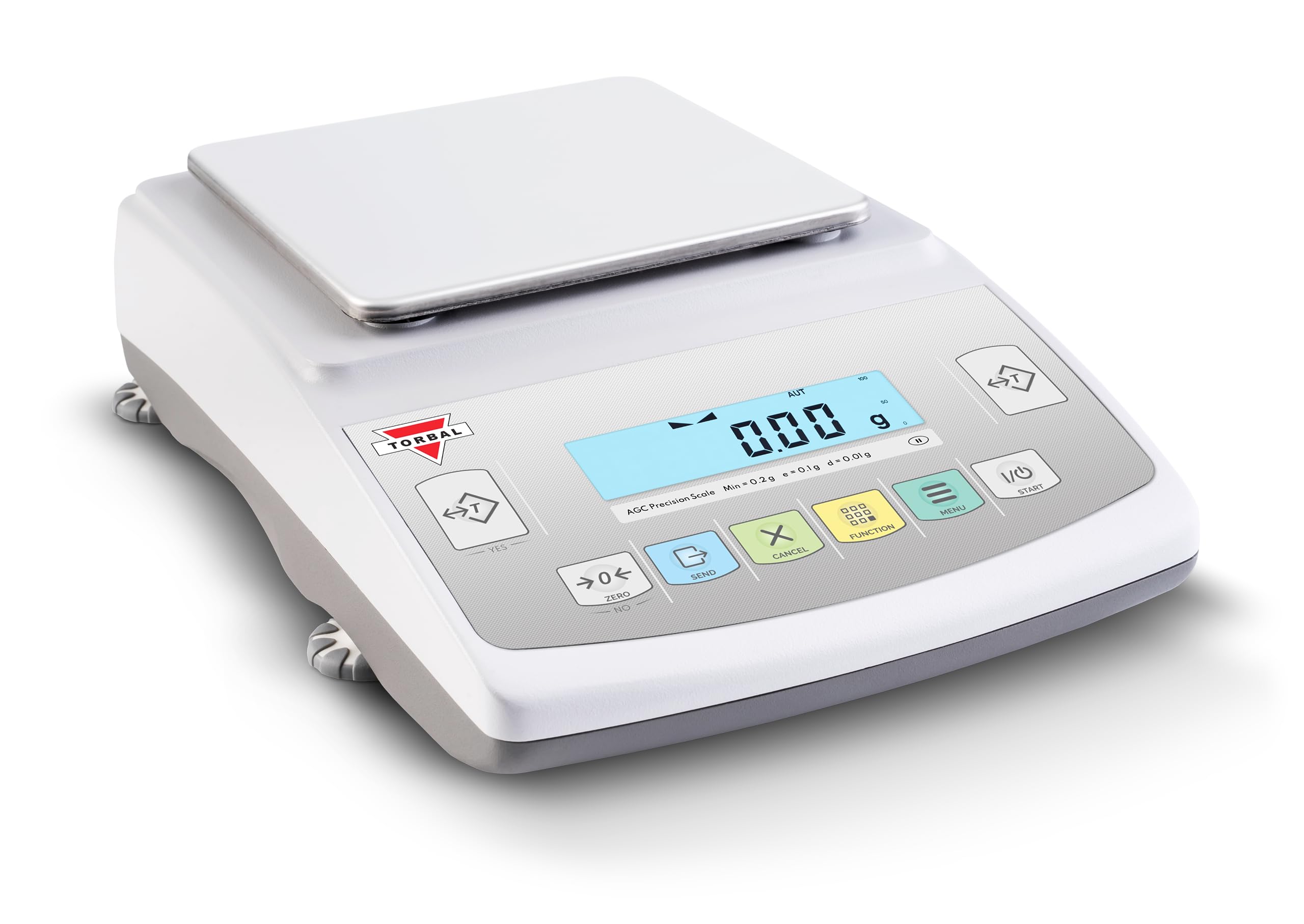 Torbal AGC2000 Precision Scale, 2000g x 0.01g (10mg Readability), Auto-Internal Calibration, Electromagnetic Load-Cell, Dynamic Weighing, Large LCD