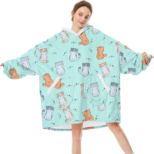 Miniatura 3 de Century Star Manta con capucha para mujeres y hombres, sherpa, de gran tamaño, gruesa, acogedora, suave, cálida, para adultos, sudadera con capucha