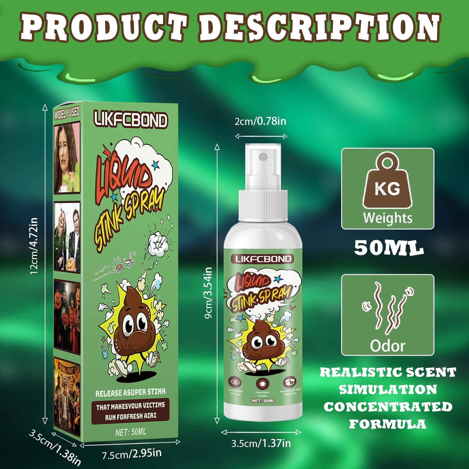 Spray Scoreggia Puzzolente, Spray Puzzolenti Scherzo Scoreggia, Spray Scoreggia per Scherzi, Spray di Scoreggia per Halloween Scoreggiare Adulti, 1 Pezzi, 50ml