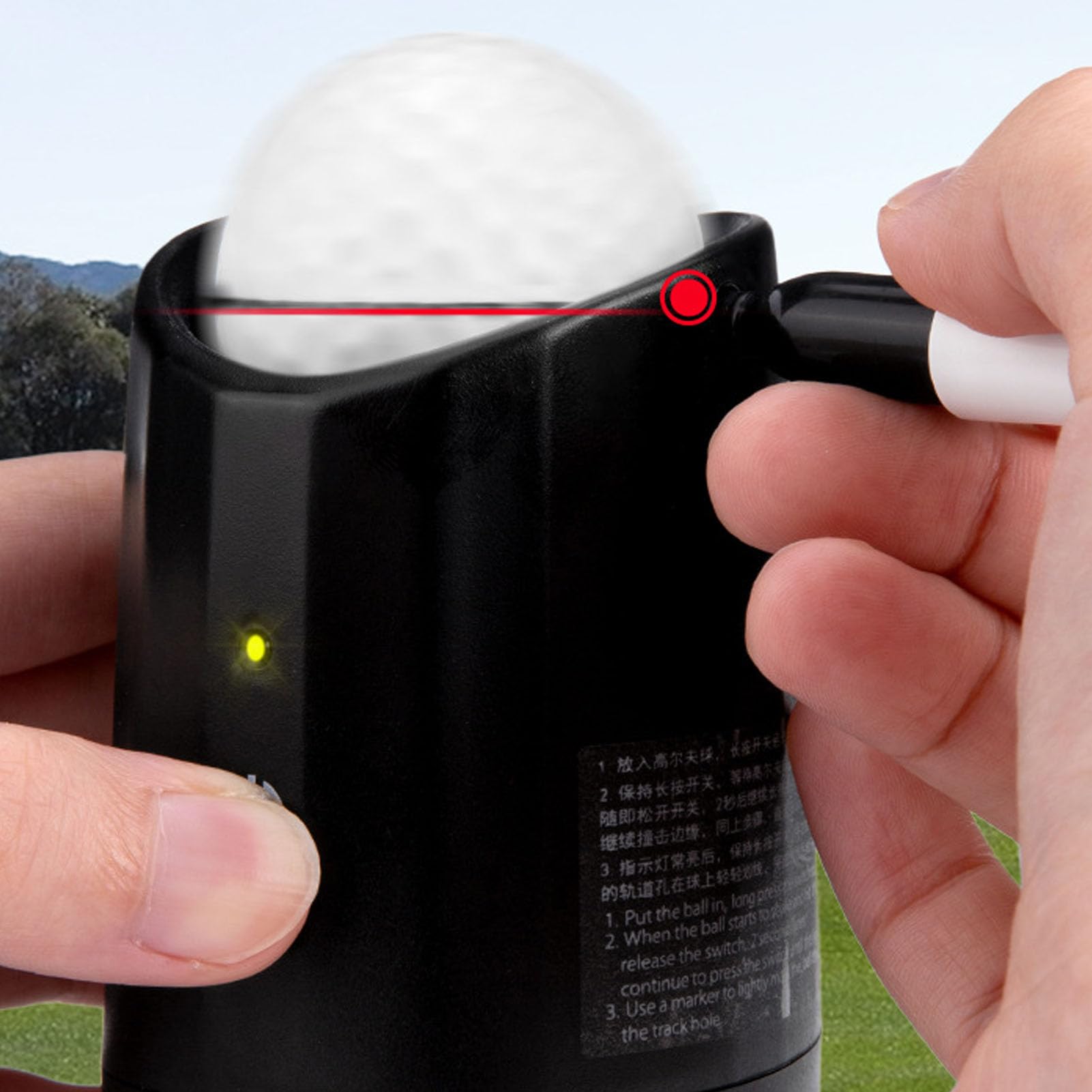 Denash Herramienta de Marcador de Línea de Pelota de Golf para Marcado Central Preciso, Dispositivo de Alineación de Pelota de Golf Eléctrico Portátil para Práctica de Putt, Buscador Central