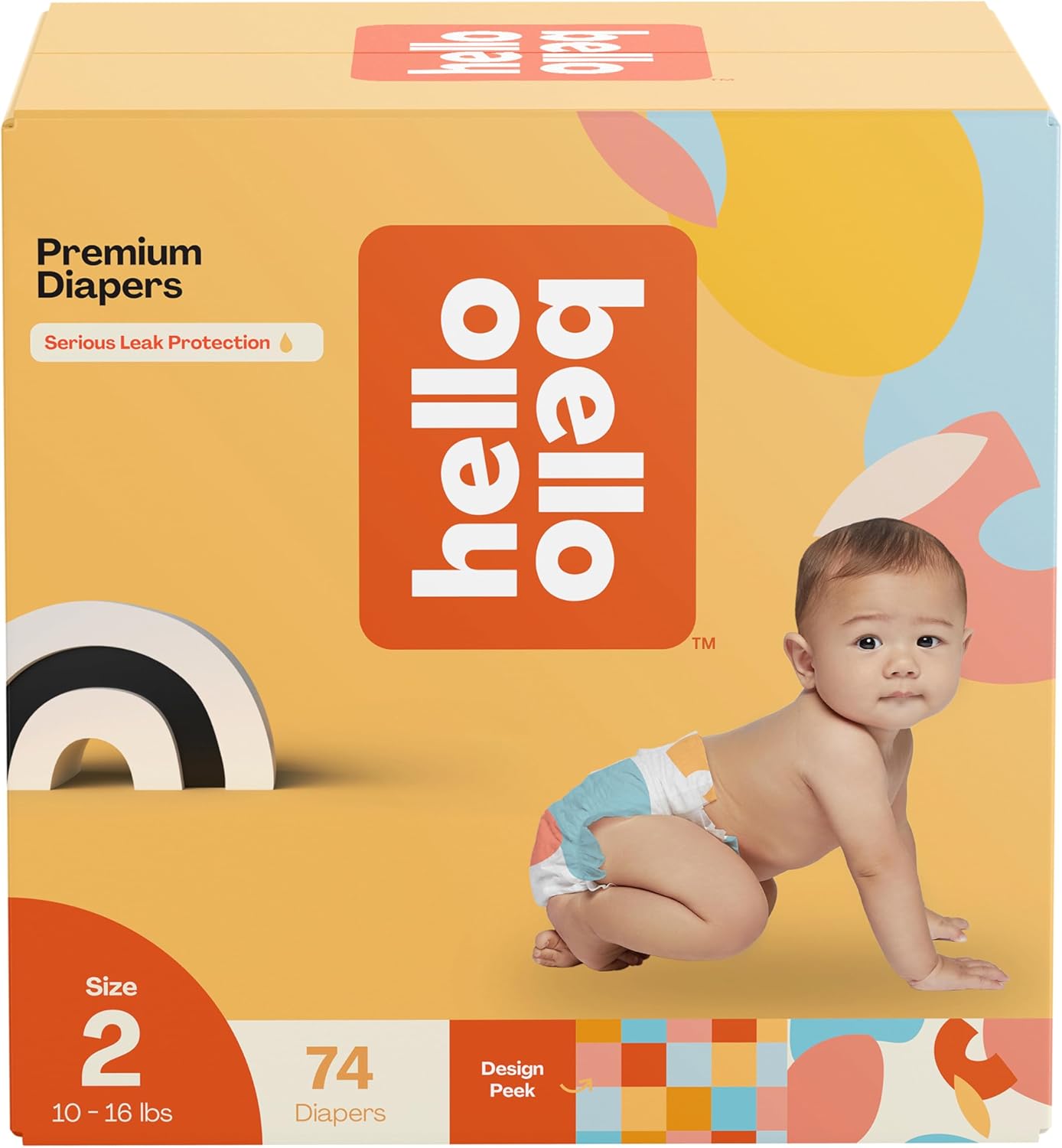 Hello Bello Premium Diapers Size 2, Honeysuckle Designs, 74ct Club Box, Hypoallergenic and Extra Absorbent Size 2 Honeysuckle