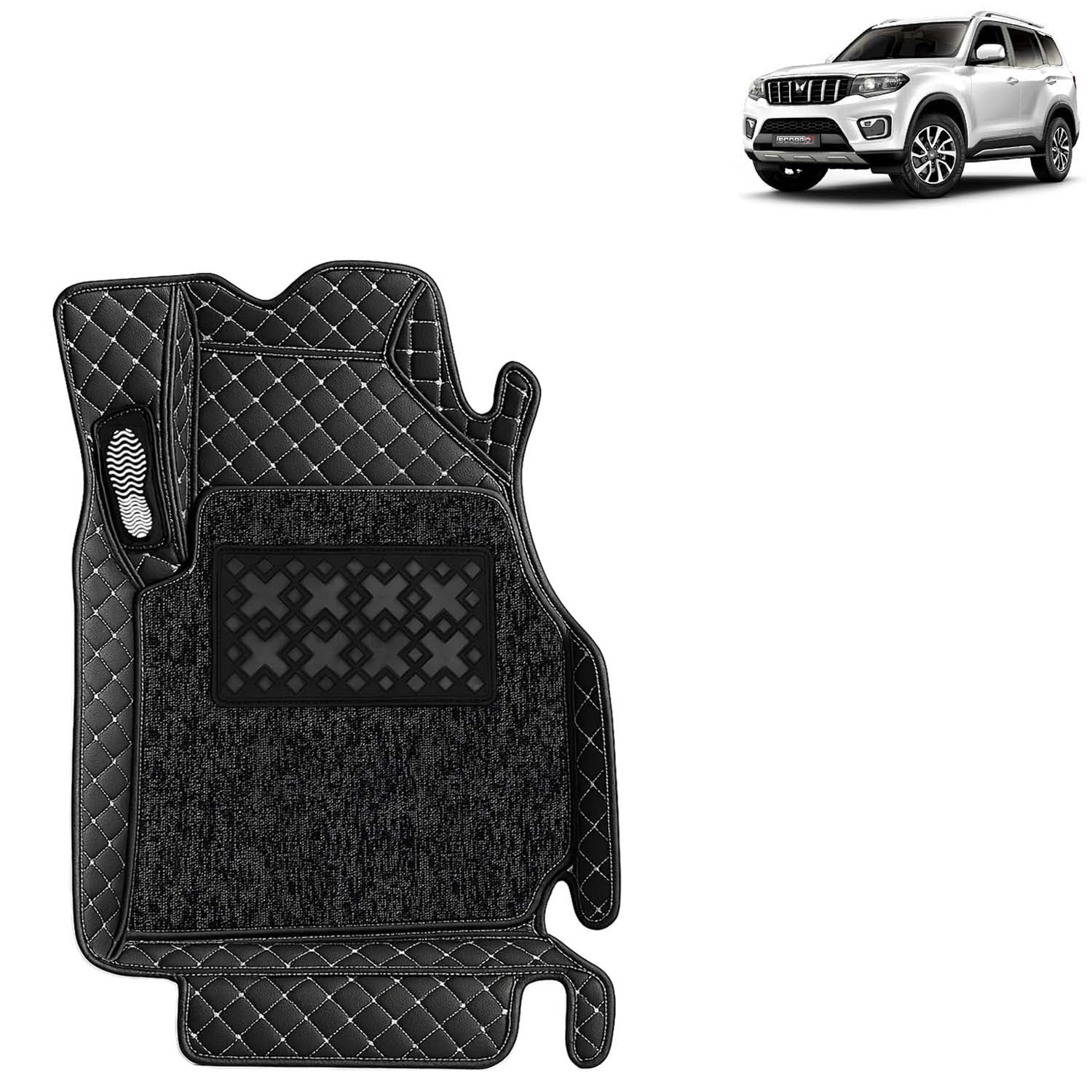 KINGSWAY Accessories Premium 7D Car Floor Mats Only Compatible with Mahindra Scorpio N 6 Seater Year 2022 Onwards All Model, Set of 4 Pcs, 100% Waterproof Luxury 7D Car Foot Mats, Classic Black