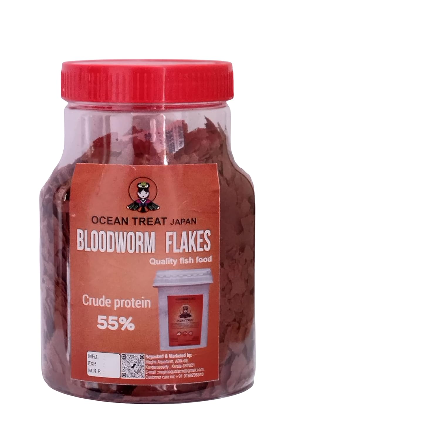 MAF Blood Worm Dried Flakes 100 Gram Refill Pack Fish Feed, Fish Food