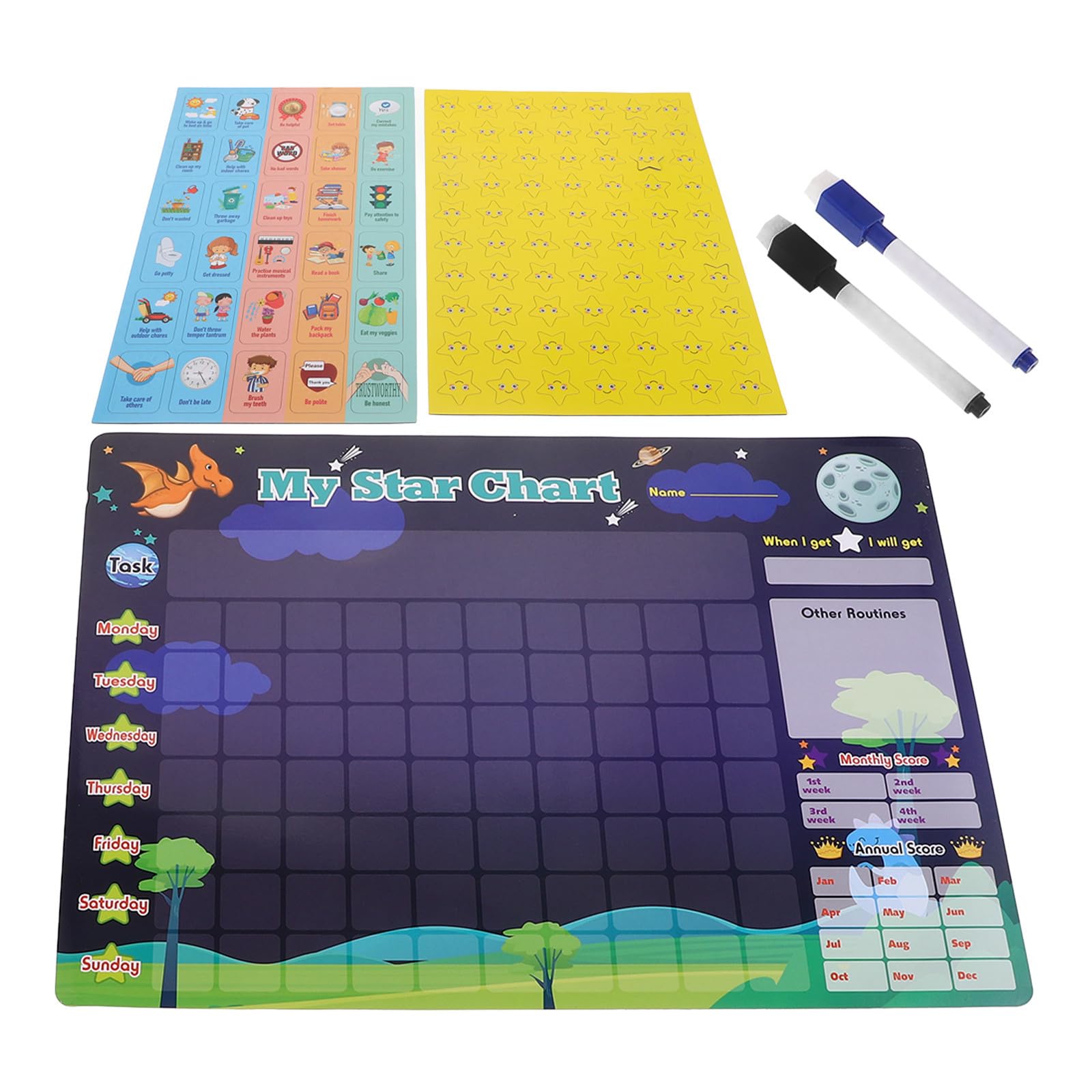 Tabla Magnética de Hábitos para Niños, Plástico, Sistema de Recompensas