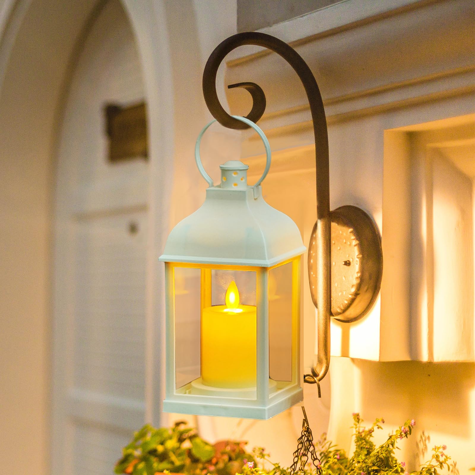 Lot de 6 Lanterne Décorative Blanche Lanterne Exterieur Jardin Lampe Décoration de Table de Mariage avec Bougie LED Flamme Vacillante, Intérieur Exterieur Jardin pour Balcon Terrasse Cour Decoration