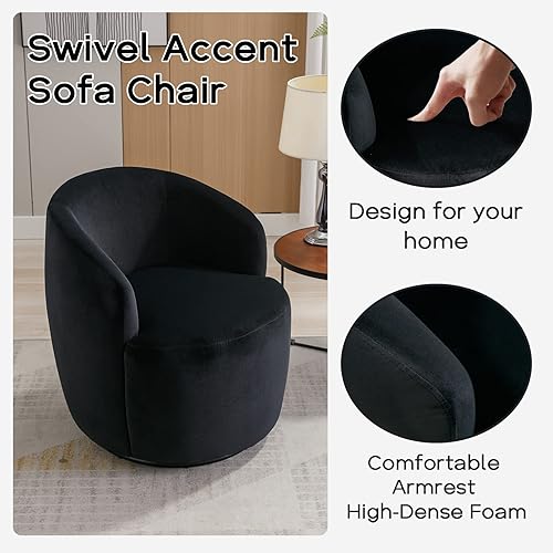 Miniatura 5 de Silla giratoria de barril con tela de terciopelo, silla giratoria de acento, cómoda silla redonda de sherpa para guardería, sala de estar,
