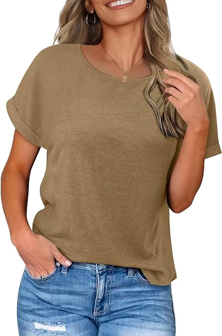 KISSMODA Summer Short Sleeve T Shirt Loose Fit Casual Dressy Women Top 2025 Trendy Ladies Fashion Blouses(S-3XL)