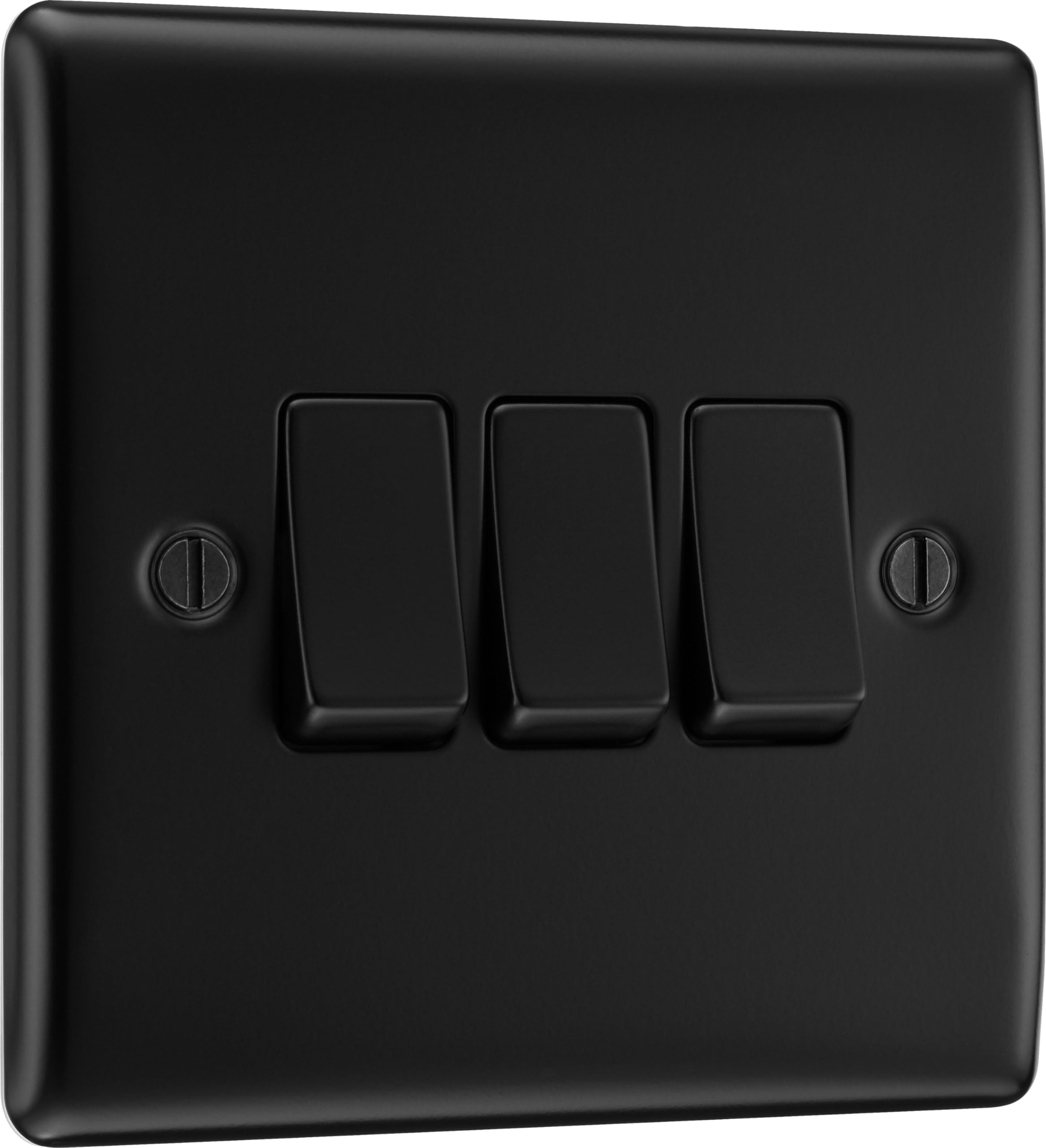 British General Nexus Metal Matt Black Triple Switch 20A 16Ax 2 Way