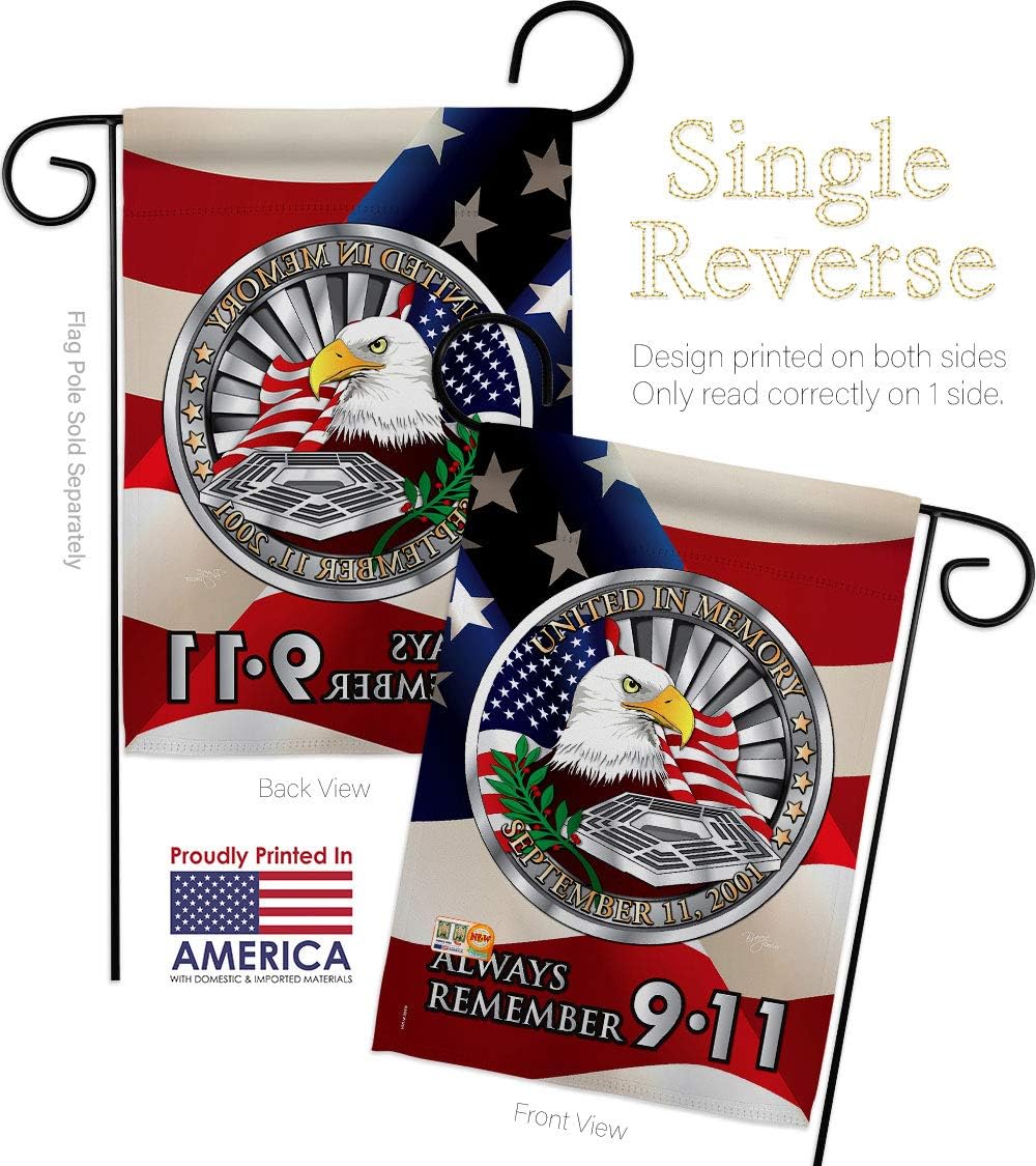 Always Remember Garden Flag Set Wall Holder Americana Patriot Day World Planet Peace Environment Awareness United State American Small Gift Yard House Banner Made In USA 13 X 18.5