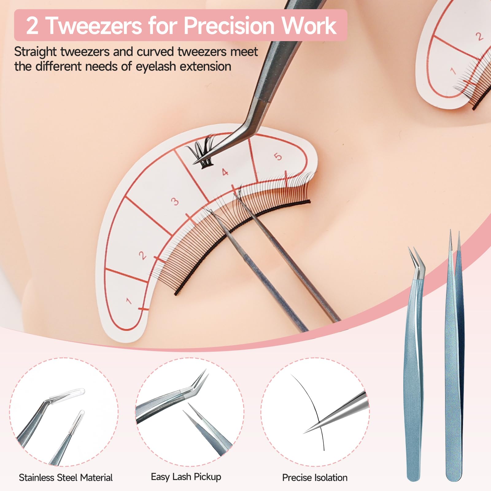 Yofuly Juego de cabeza de ejercicios de extensión de pestañas, maniquí profesional con pestañas postizas, pestañas y entrenamiento de maquillaje para principiantes - 5