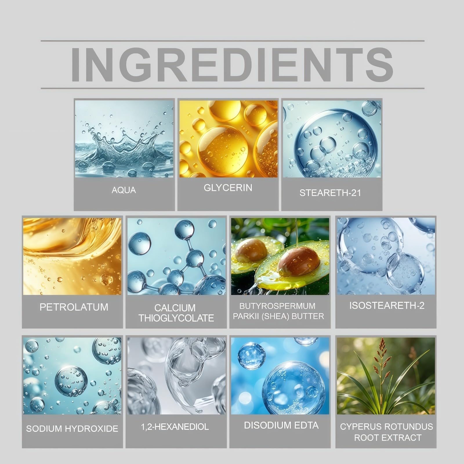 Crema depilatoria Cyperus Rotundus, crema per la rimozione dei peli del corpo, crema depilatoria e idratante 2 in 1, formula intensamente rivitalizzante, per gambe, petto, addome e ascelle