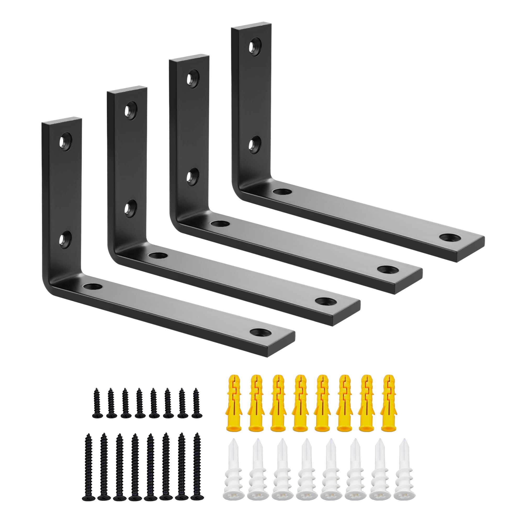 SAYAYO Black Shelf Brackets Heavy Duty 5MM Thick Angle Bracket Metal L Brackets for Shelves Wooden Shelf Bracket & Supports Wall Hanging Corner Brace