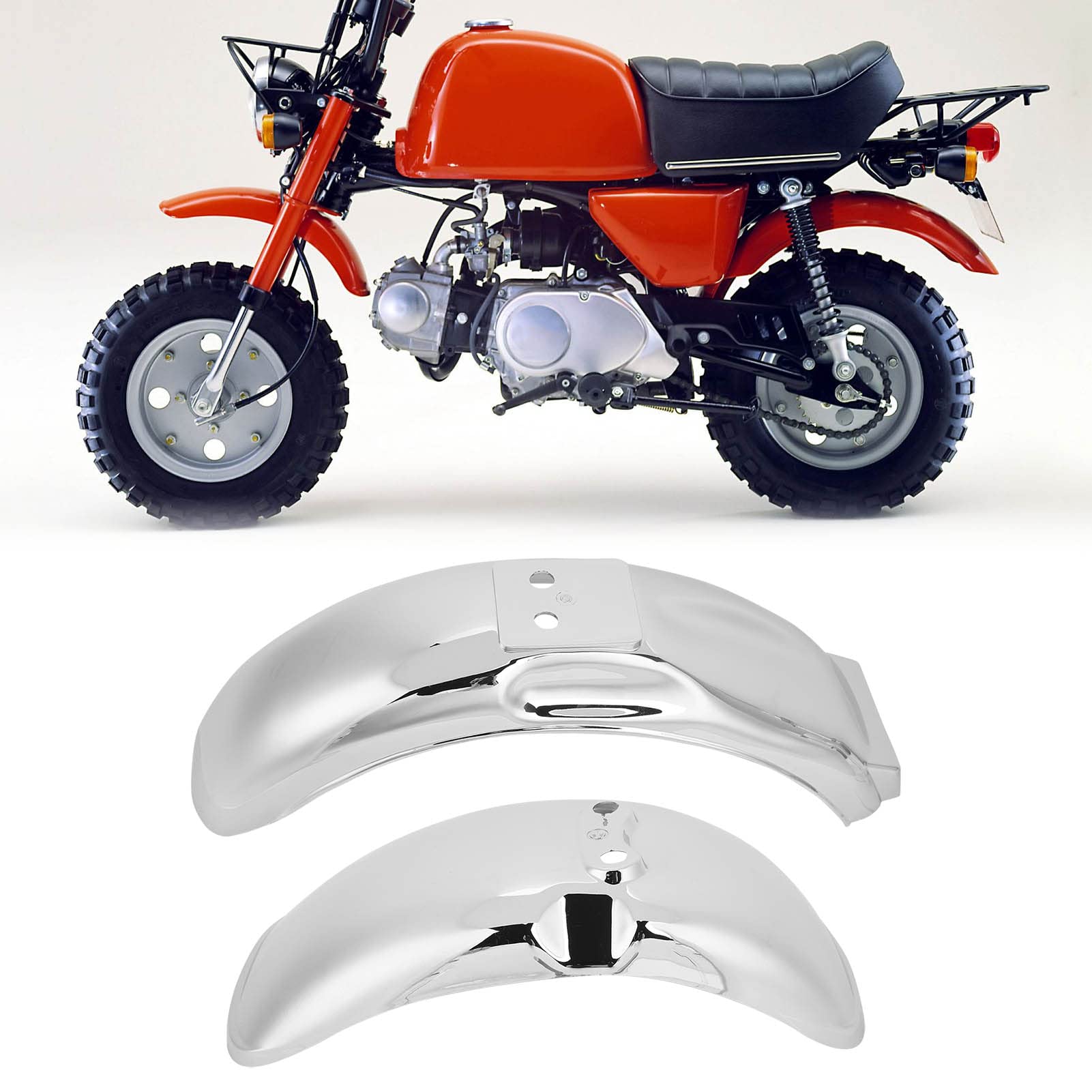 Motorrad Kotflügel Chrom Frontrad Schmutzfänger für Monkey Z50 Z50A Z50J Z110 Z125 mit 8 oder 10 Zoll Rädern hochfester ABS Kunststoff langlebiger Ersatzteil einfache Selbstmontage