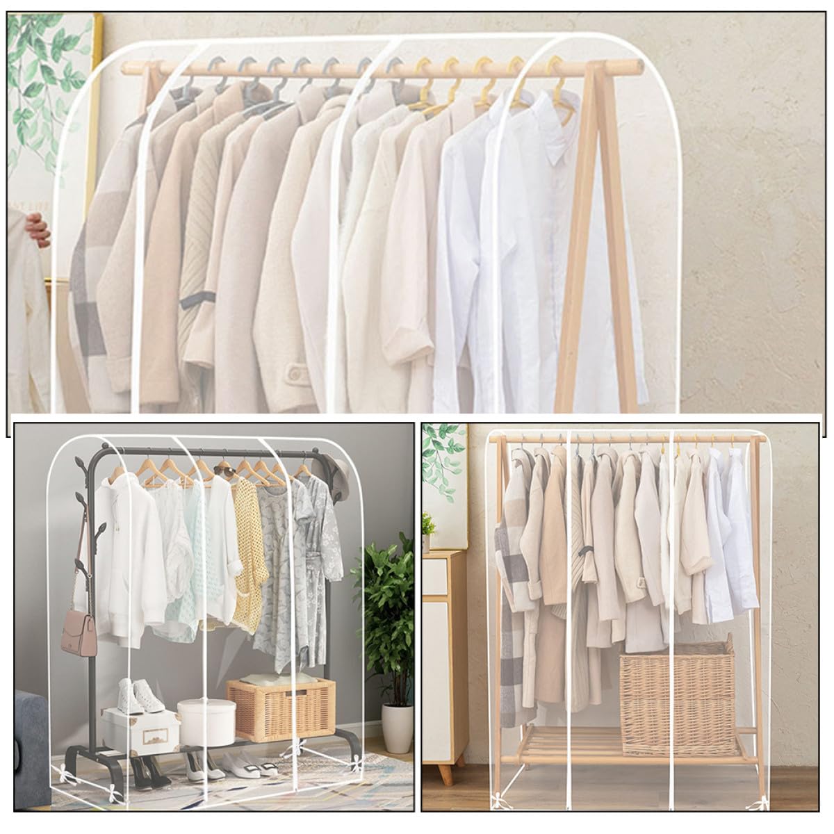 Lurrose Copriabiti Antipolvere per Stand Appendiabiti Trasparente in Plastica, Leggero e Moderno, Protezione per Abbigliamento e Organizzazione Domestica su Rastrelliera Mobile