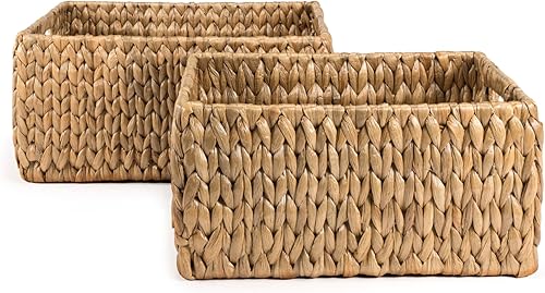 happimess BSK1008A-2SET Leif - Cestas rústicas minimalistas tejidas a mano con asas para almacenamiento y decoración en baño, dormitorio, armario,