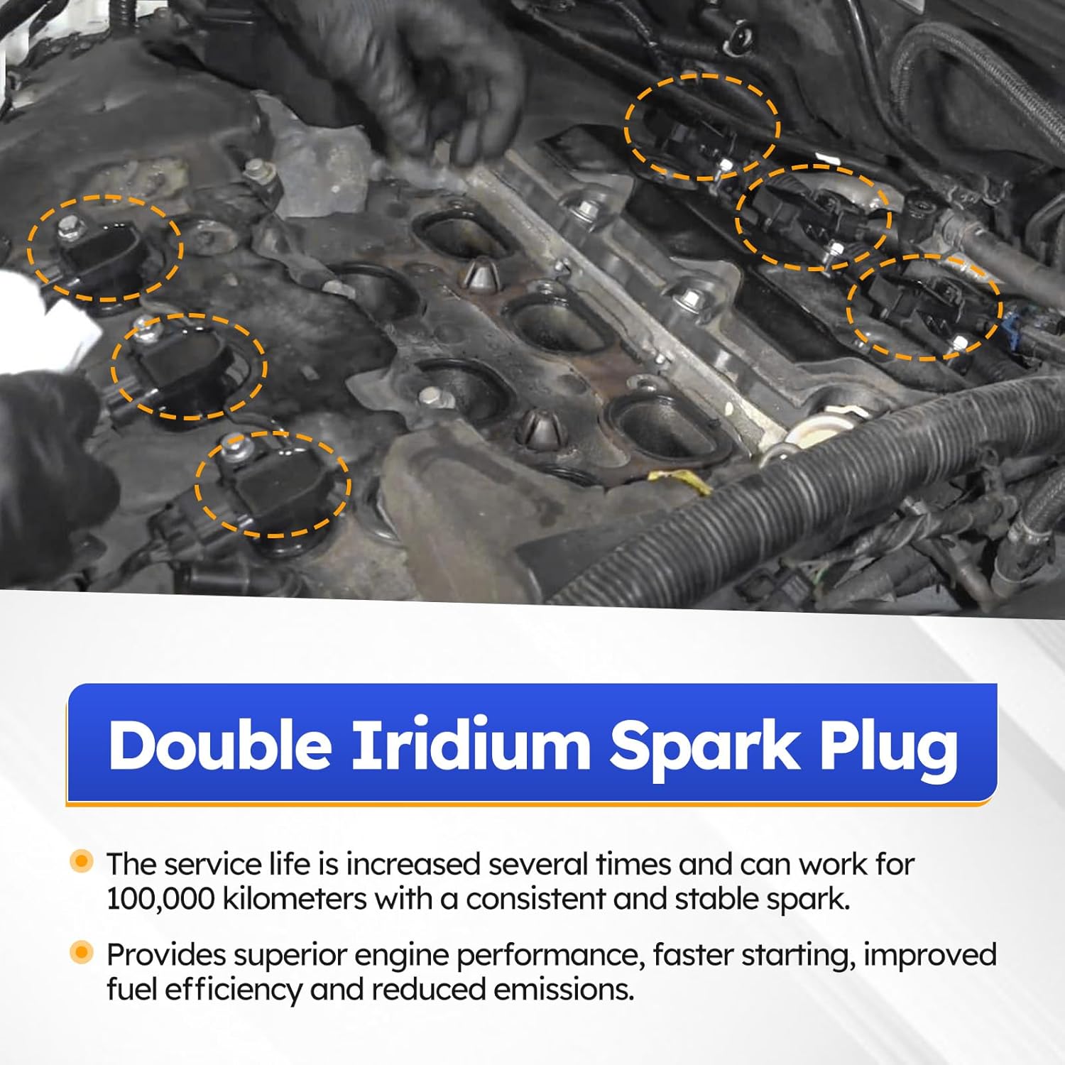 6PCS 41-109 Double Iridium Spark Plug For Buick Enclave LaCrosse/Cadillac ATS CTS SRX STS XTS/Chevy Camaro Colorado Equinox Impala Malibu/GMC Acadia Canyon Terrain/Saturn V6 12622561 ILT6RE11 90117