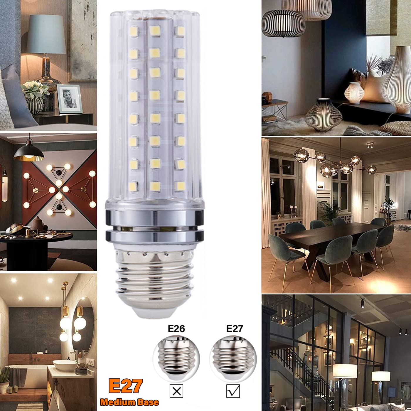 RYTM Lampadine LED, Lampadina a Mais con Base E26/E27, 16 W 1000 LM, 20 W 1300 LM, equivalente a 160/200 Watt, 3000 K 4000 K 6000 K Non dimmerabile CA 85 V ~ 265 V (Confezione da 10)