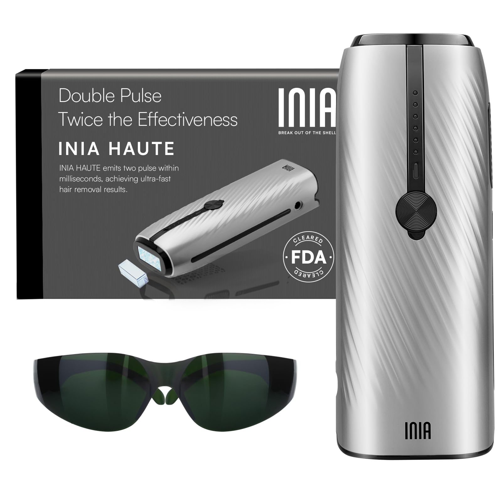 INIALaser Hair Removal for Women and Men, IPL Hair Removal Device with Ice-Cooling, Double Effectiveness & 5 Flashes per Second for Long-Lasting and Nearly Painless Results