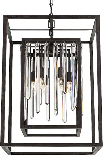 Miniatura 4 de Crystorama Hollis - Lámpara de araña de bronce forjado con 6 luces