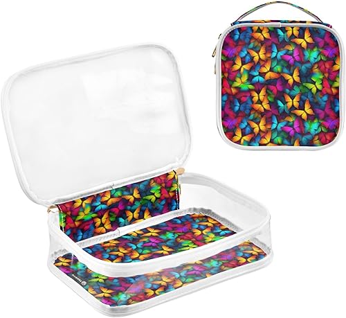 Miniatura 3 de Colorful Butterfly Clear Toiletry Bag for Traveling,2 Pack Makeup Cosmetic Bag with Zipper,Travel Bag for Toiletries,Travel Essentials 21215252