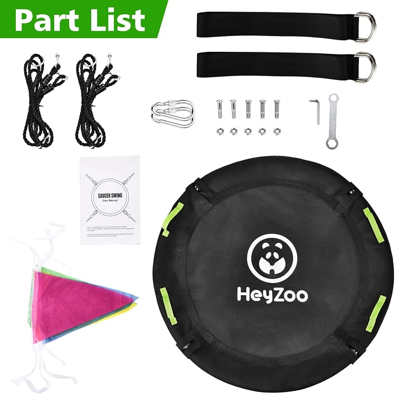48 Inch Tree Swing, Larger Saucer Flying Swing for Outdoor Backyard, Black image 6