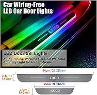 Vista 4 de Luces de umbral de puerta de coche LED, umbral de puerta LED Pro con personalización de 7 colores de iluminación, IP67 impermeable, luces de umbral