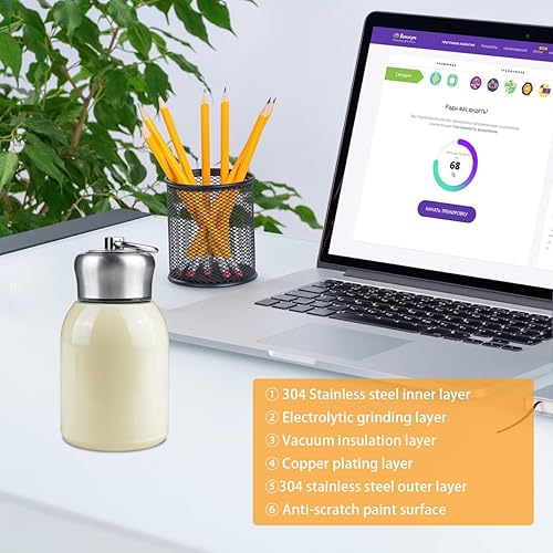 Miniatura 4 de Frasco térmico pequeño de 10 onzas 10.1 fl oz, a prueba de fugas, acero inoxidable 304, frasco térmico frío y caliente para niños, mujeres,