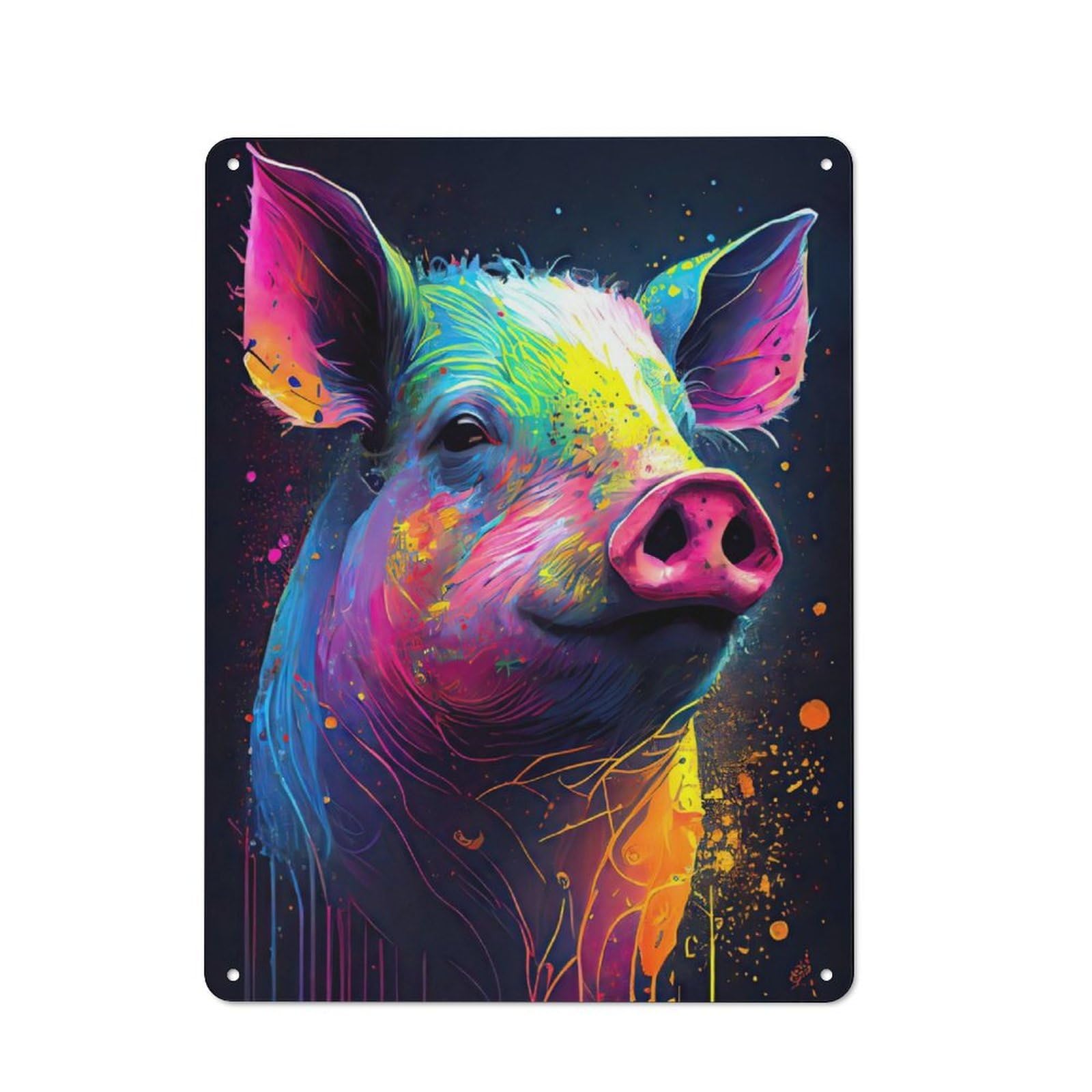 Junmoney The Squealing Pig Printed Metal Sign 40X30cm For Living Room Or Hallway, A Decorative Christmas Gift For Living Room Decor Lovers