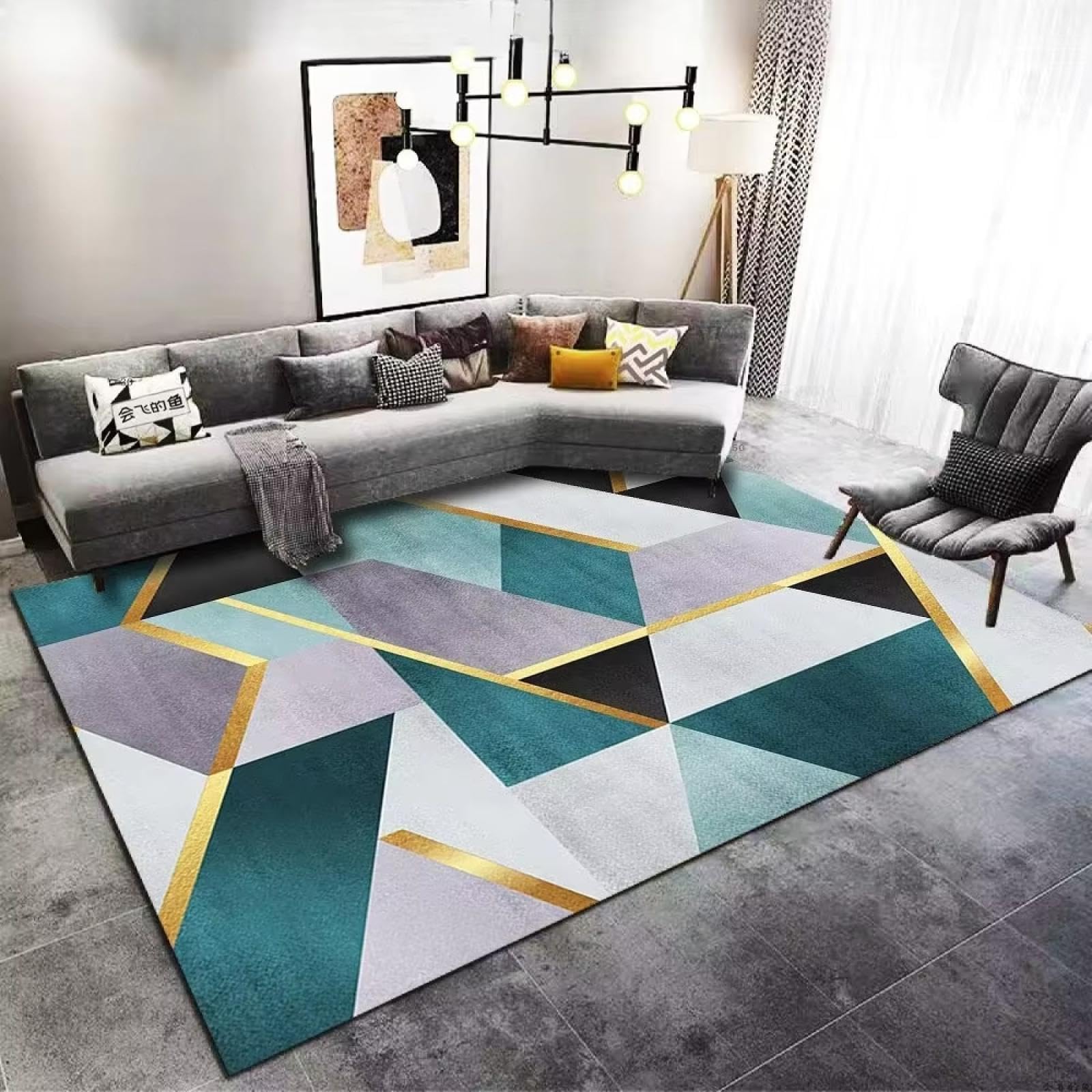 Tapis de sol antidérapant et lavable au motif géométrique moderne de luxe