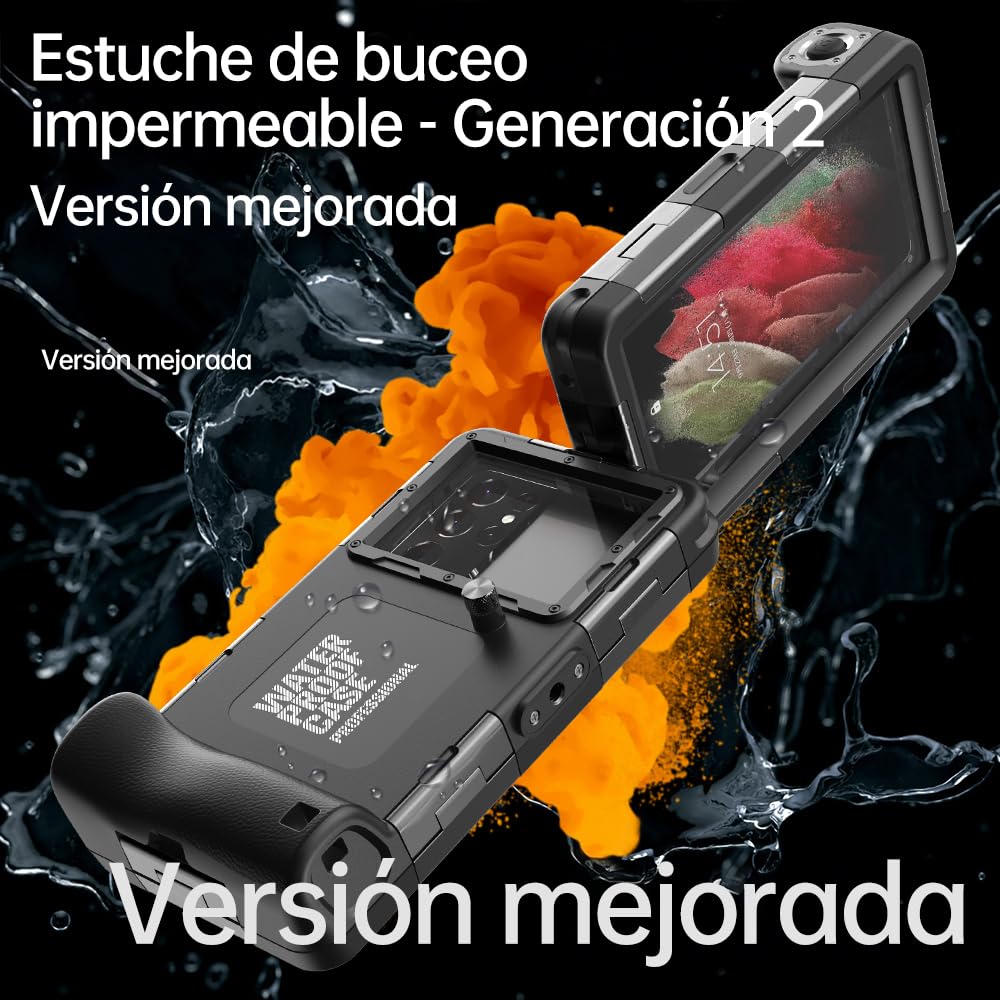 Funda Impermeable Universal IPX8 para Buceo Profesional 15M - Compatible con iPhone, Samsung, Xiaomi - Carcasa Estanca para Snorkel, Surf y Fotografía Subacuática (Negro)