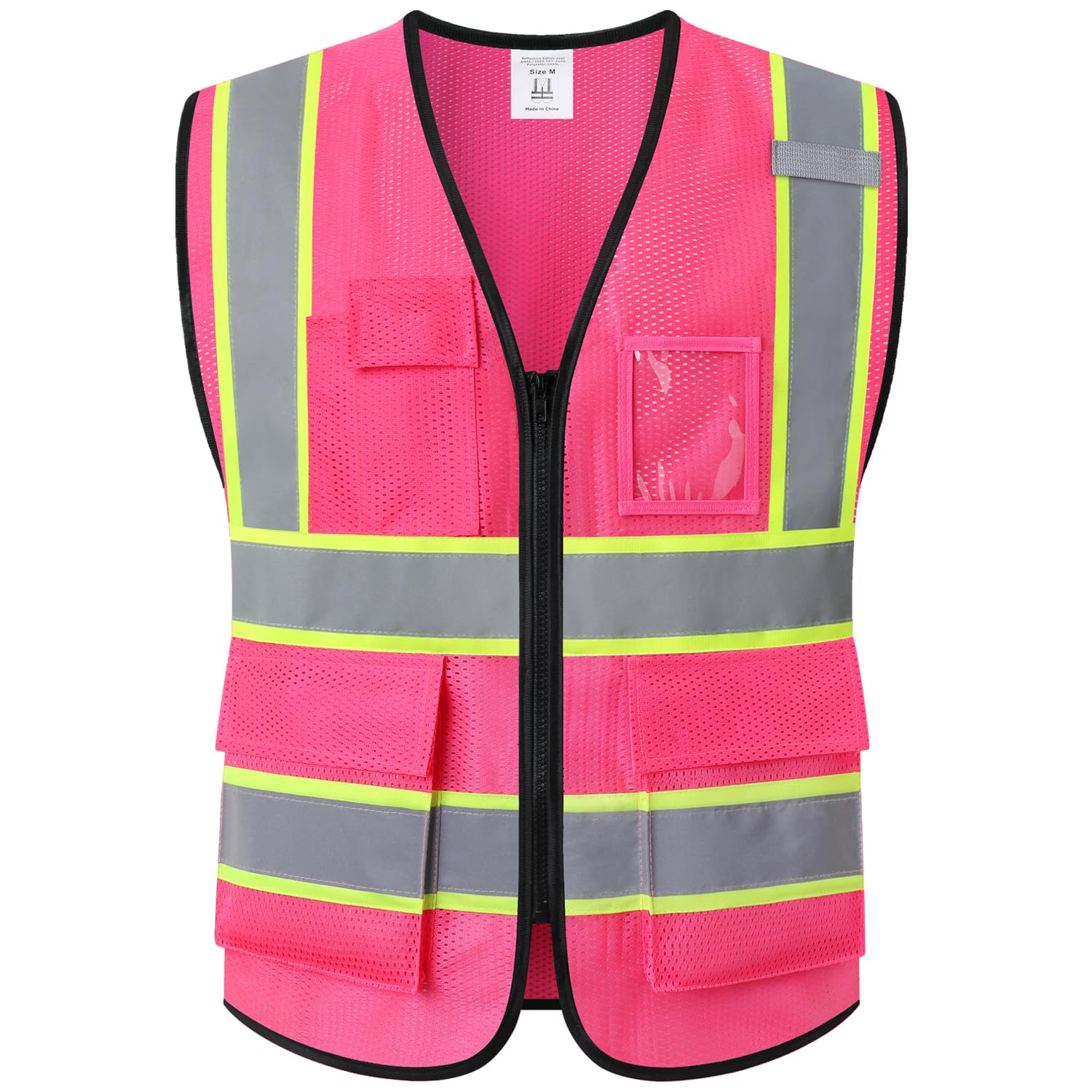Ekkosafety Safety Vest for Men Women,Mesh High Visibility Construction Work Vest with Reflective Strips,Meets ANSI/ISEA Standards(EK175-Mesh-Hot
