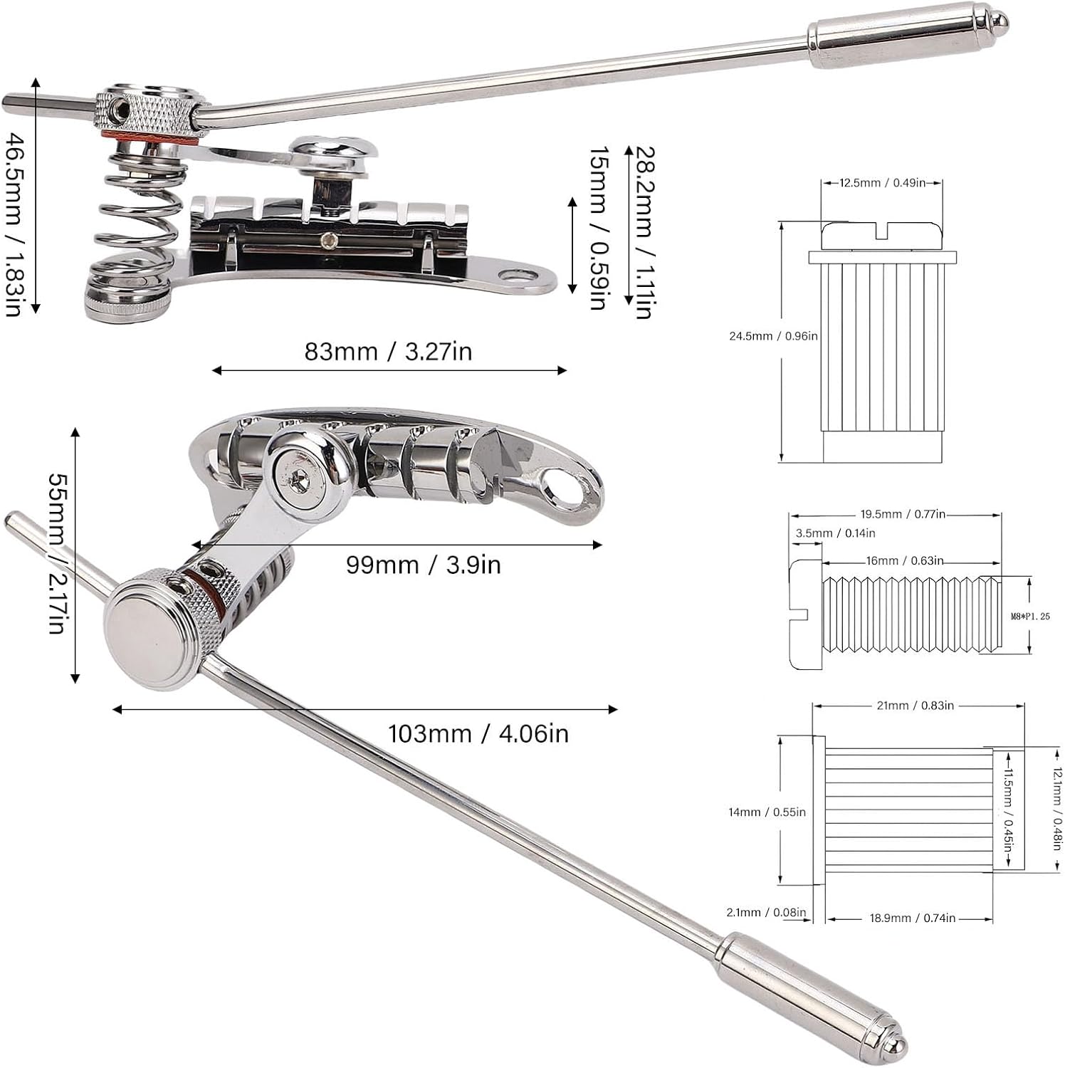 エレクトリックギターブリッジストップバーテールピーストレモロ、亜鉛合金チューンOマティックスタイルギタートレモロブリッジテールピース