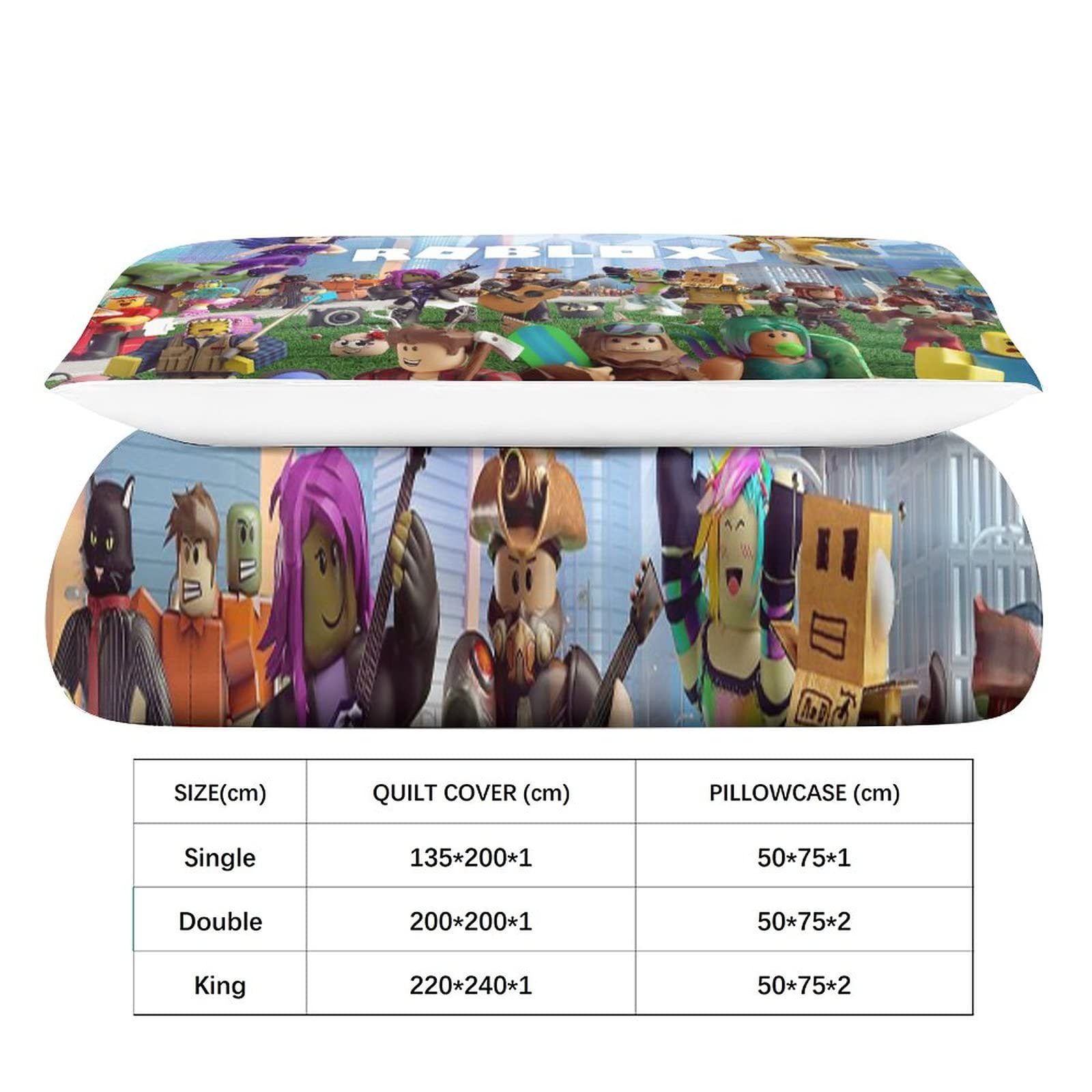 PQKL-party Roblx Beddengoed 135 x 200 cm, Roblx dekbed, 2 x 75 x 50 cm