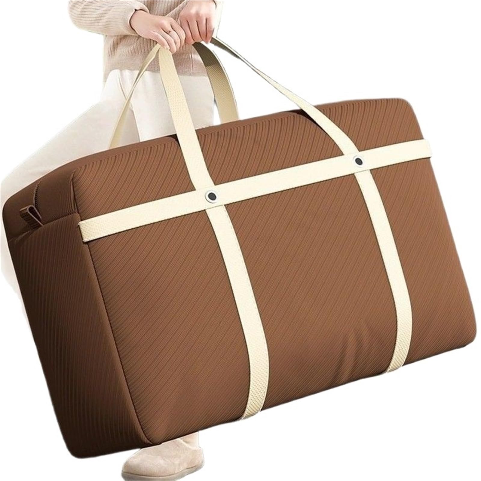 Garden Cushion Storage Bag Large Capacity Storage Bag Non-Woven Clothes Organizer For Bedroom Quilt Sundries Travel Packing Luggage Moving(Coffee 75x50x27cm)
