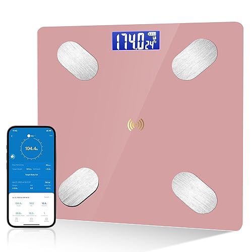 Báscula digital simple de baño, báscula de grasa corporal práctica para el hogar con pantalla LED, analizador de composición corporal con aplicación