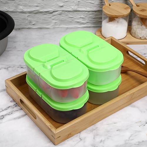 Miniatura 9 de Yardwe 4 cajas de almuerzo Bento de 2 compartimentos, recipientes divididos para aperitivos con tapas para el trabajo en casa, color aleatorio