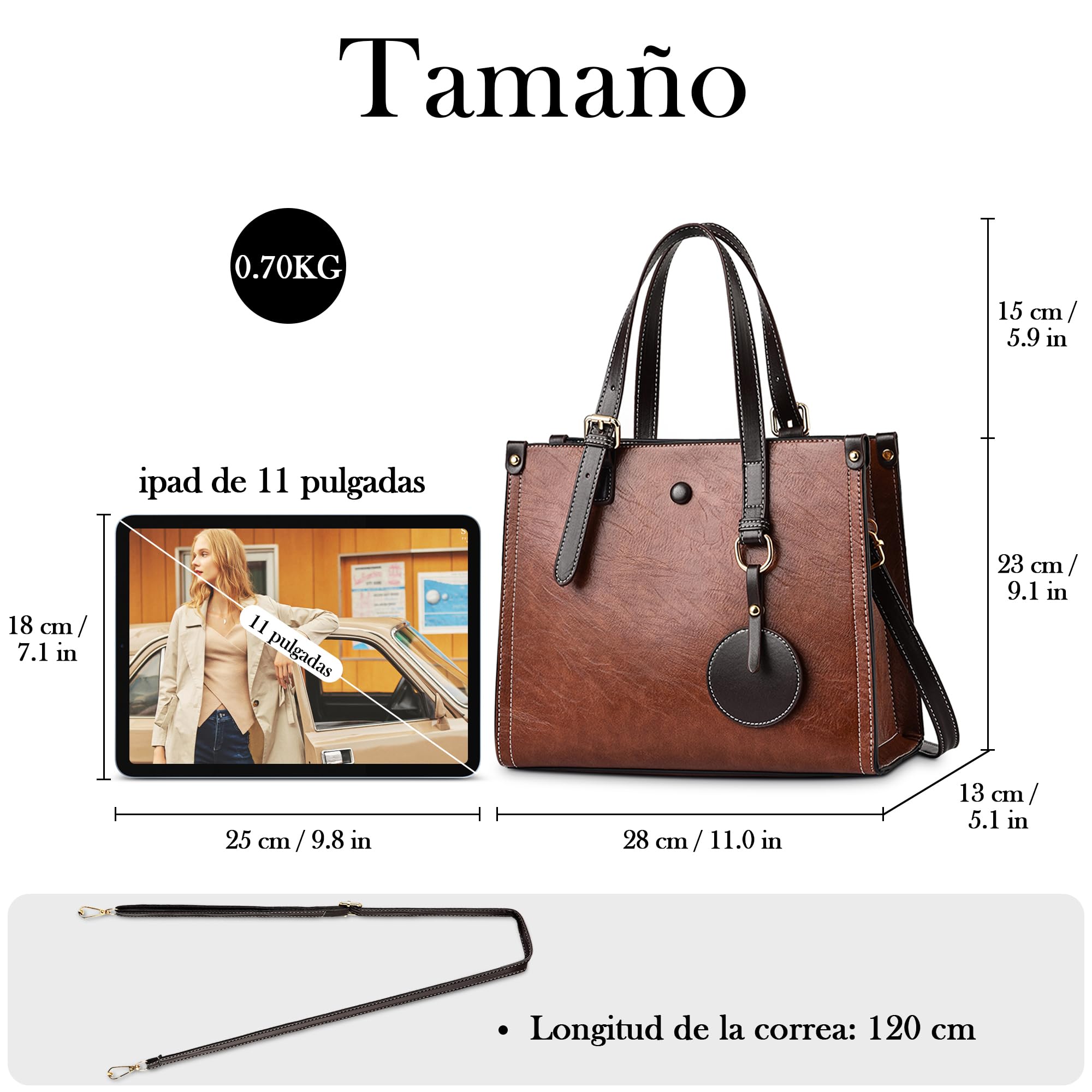 Bolsos de Mujer Bolso Moda Mano de Hombro PU Cuero Gran Capacidad Tote Trabajo Escuela Viajes Casual Diario Bolsos Cruzados Caqui