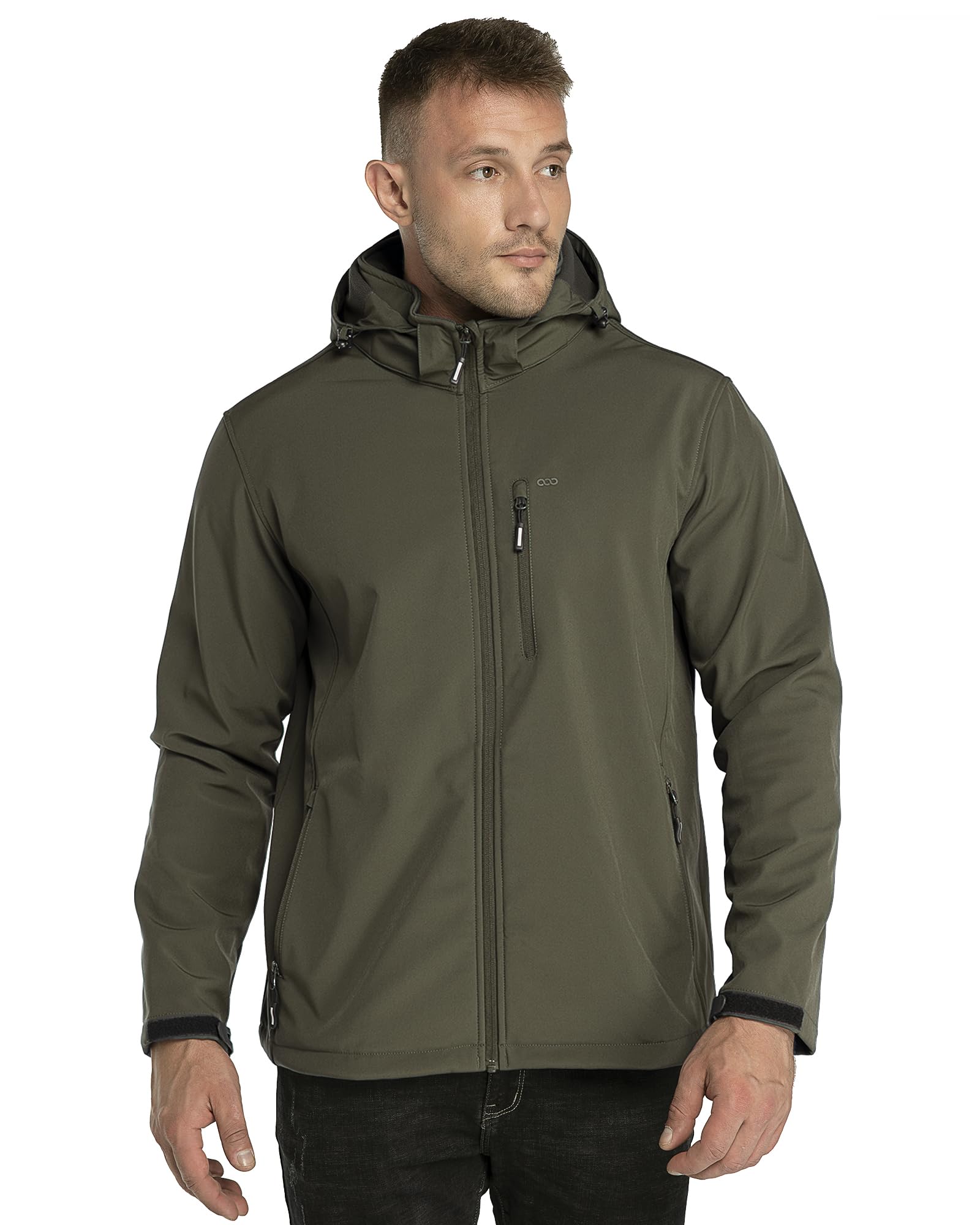 33,000ft Softshelljacke für Herren Wasserdicht Winterjacke Winddicht Warme Fleece Gefüttert Windbreaker Funktionsjacke Outdoorjacke für Wandern Fahrrad Camping Olivgrün 4XL