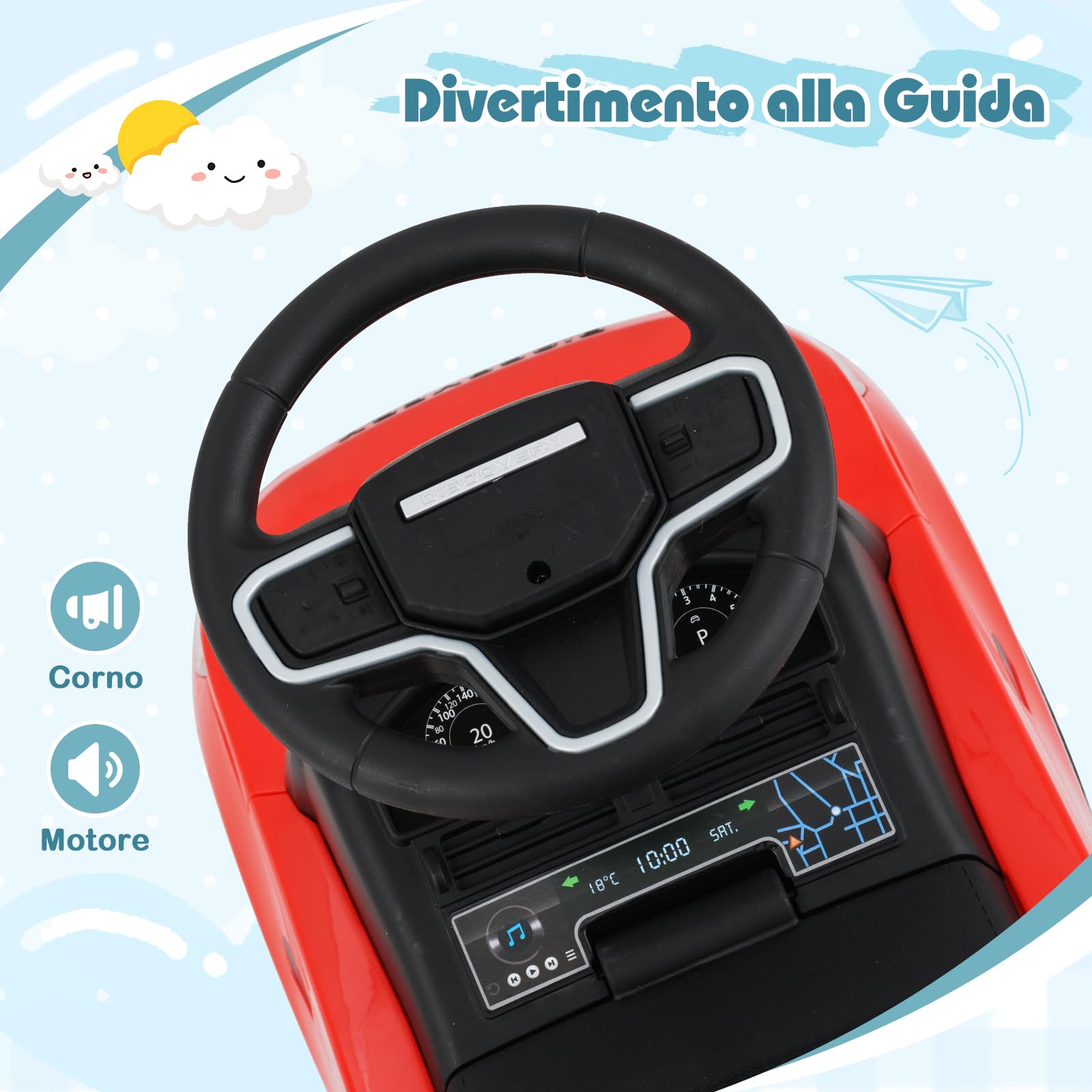 COSTWAY Macchinina Cavalcabile per Bambini, Macchina a Spinta con Clacson, Suoni del Motore e Spazio di Stoccaggio, Auto Giocattolo per Bambini da 1-3 Anni (Rosso)
